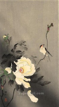 Ohara Koson Painting - swallow with peony Ohara Koson Shin hanga